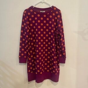 VICTOR GLEMAUD for target purple sweater dress with salmon polka dots size large